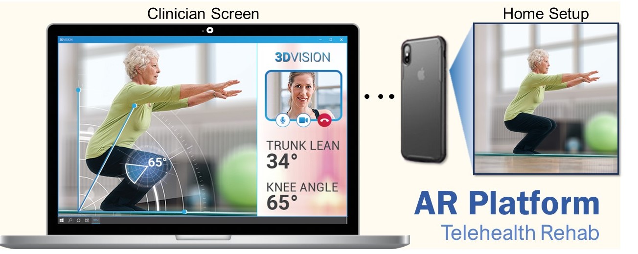 The augmented reality telehealth platform will allow physical therapists to watch a real-time video overlay with quantitative biomechanical data that will provide measurement of, for example, how far a patient can extend and flex their knee. All a patient needs is a smart phone or tablet.