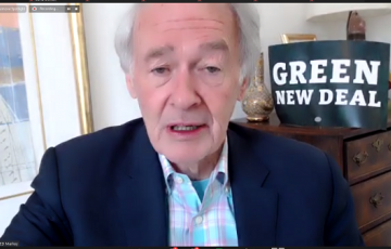 U.S. Senator Edward Markey speaks during “Climate Change and Health 2021: The Intersection of Climate Change, COVID-19, and Structural Racism,” held on April 24.