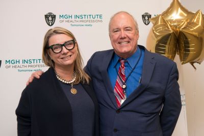 Charles Haynes (right) and Lesley Maxwell, both faculty in the Communications Sciences and Disorders department, celebrated 30 years at IHP