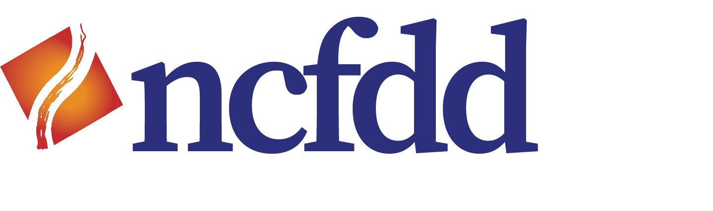 logo with a orange diamond and blue lettering