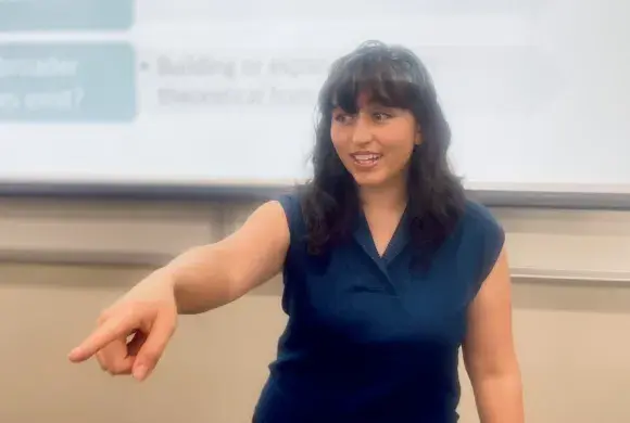 woman pointing 