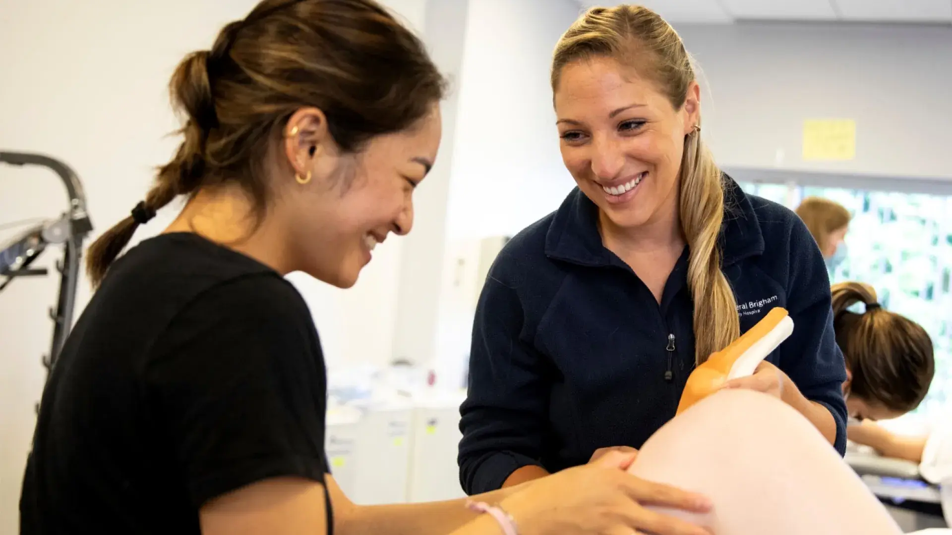 Physical therapist working on a patients knee