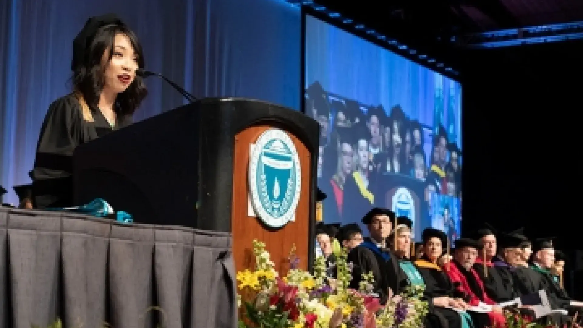 Baothy Huynh, OTD '19, gives the 2019 Commencement address.