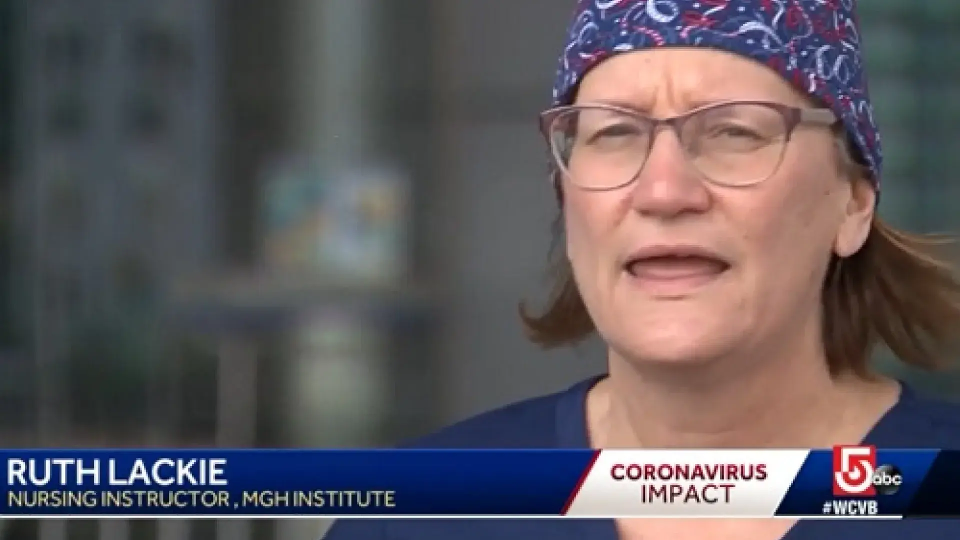 Clinical Instructor Ruth Lackie speaks to WCVB-TV about what BSN students are experiencing at Boston Hope.