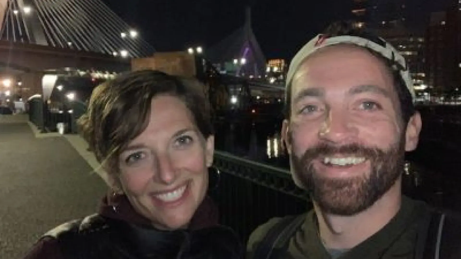 Tim DeLuca and Kate Radville of the IHP, who helped organize the bridge lighting.​​​​​​​