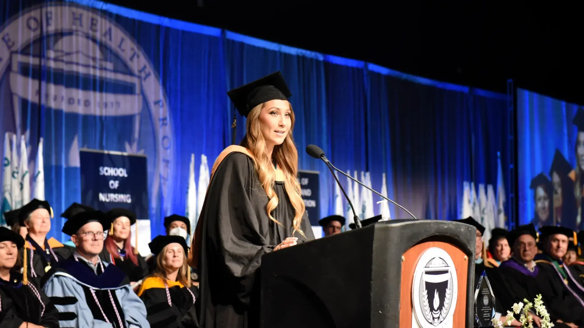 speaker at podium