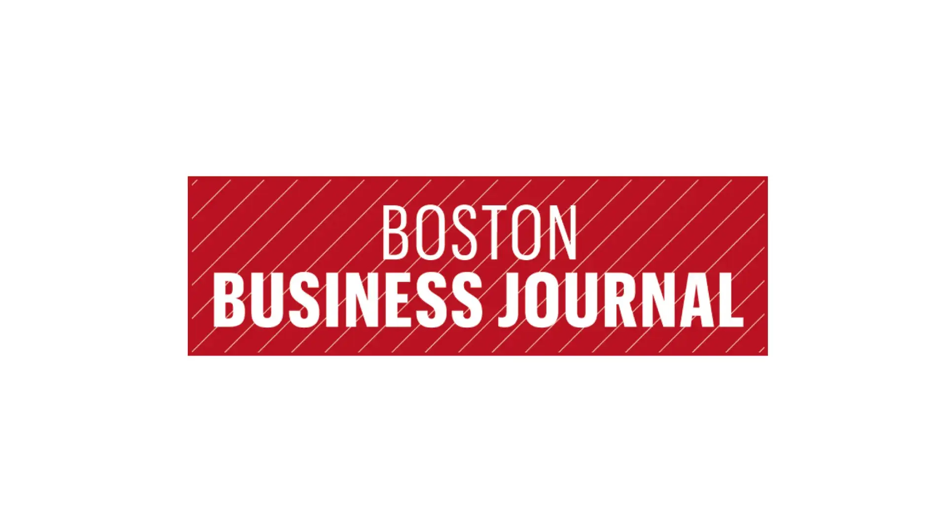 white letters boston business journal over a red box