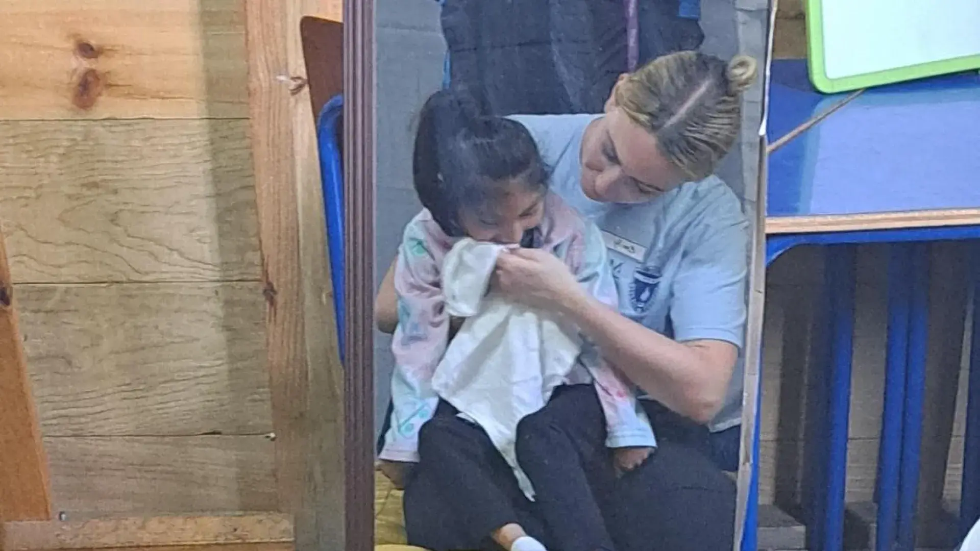 Student treating child patient 