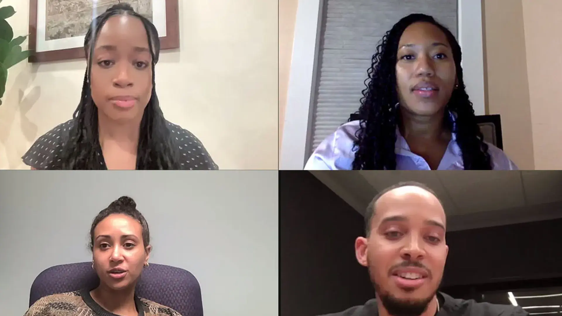 four people on zoom 