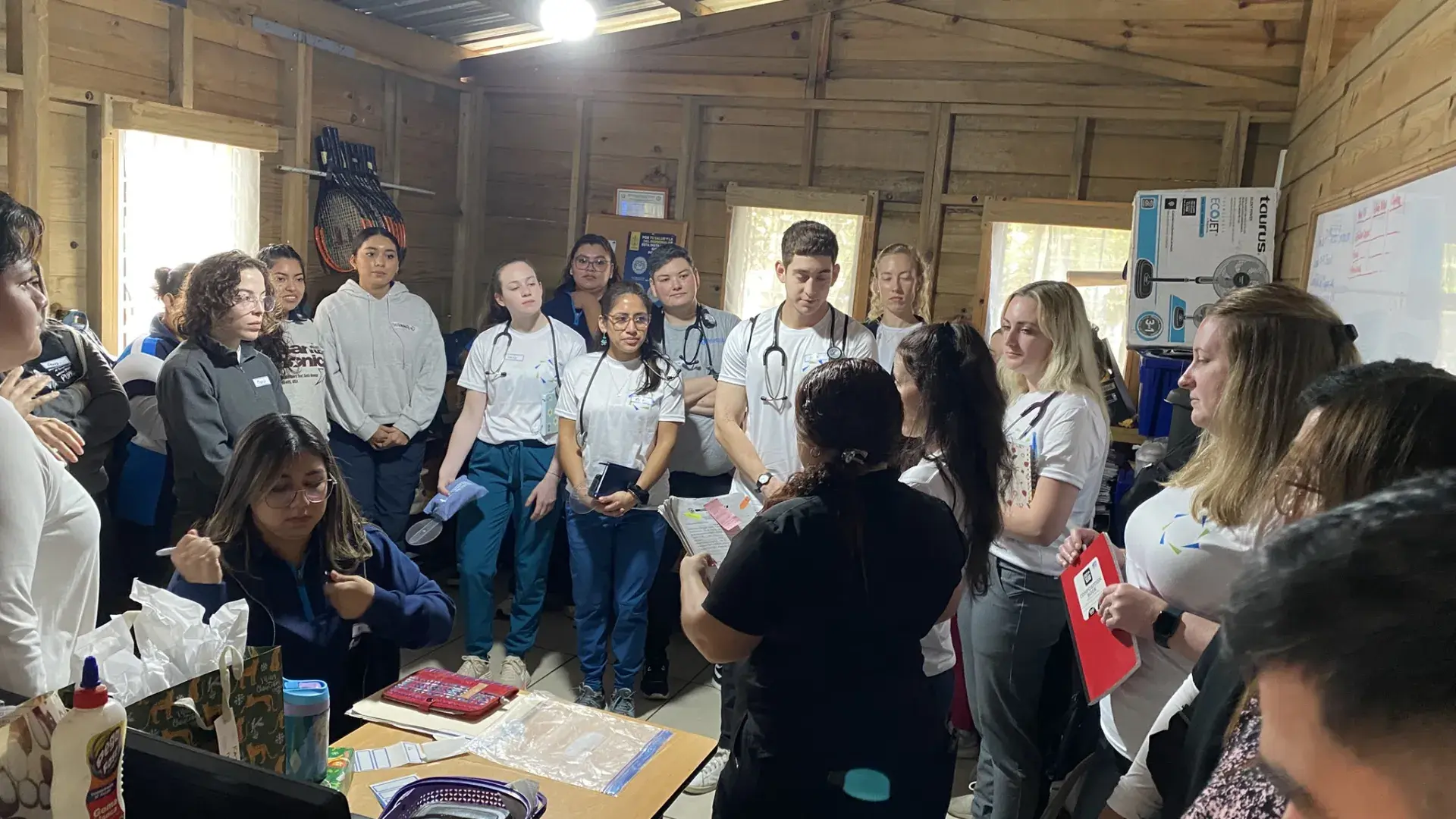 Students gathering to talk about day ahead 