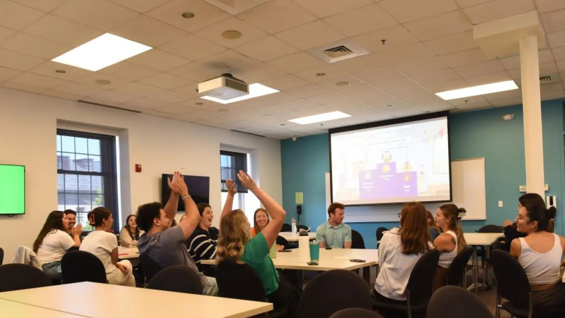 group of students in a classroom.