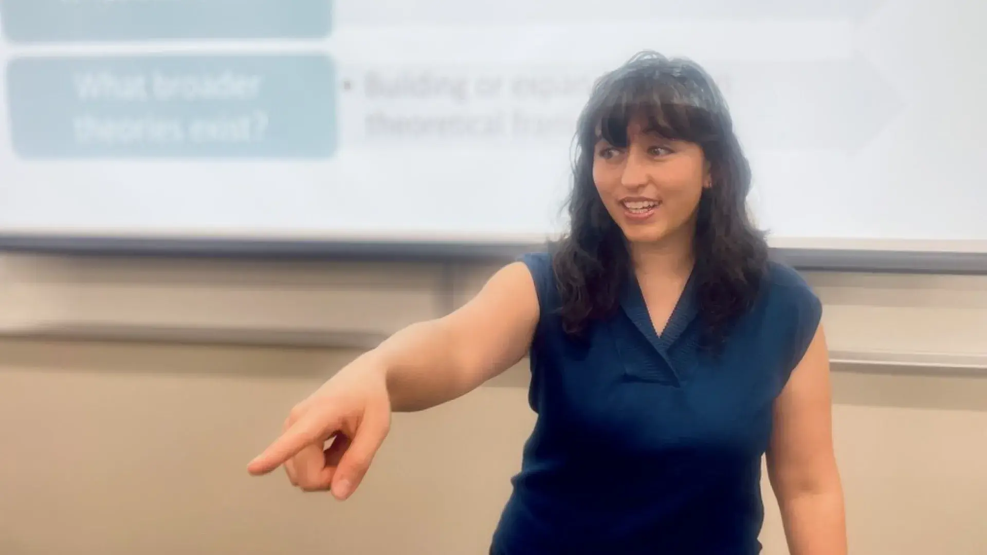 woman pointing 