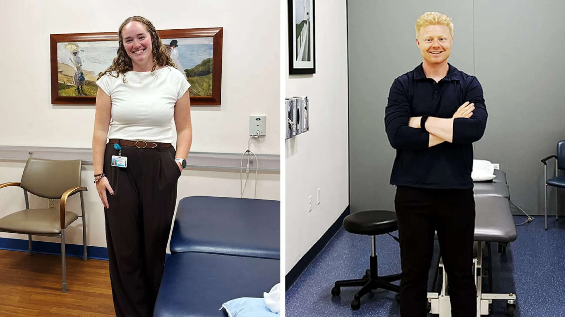 A photo of Sports Therapy Resident Madeline Stach next to a photo of Sports Therapy Resident Zachary Jacobs