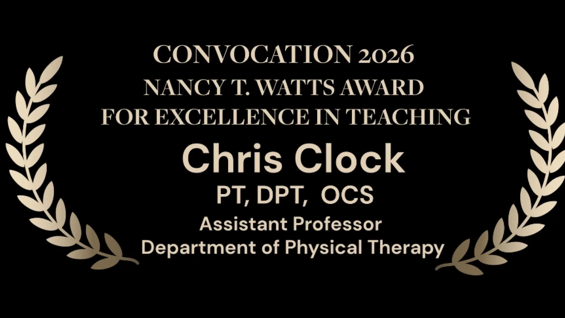 chris clock, assistant professor, department of physical therapy