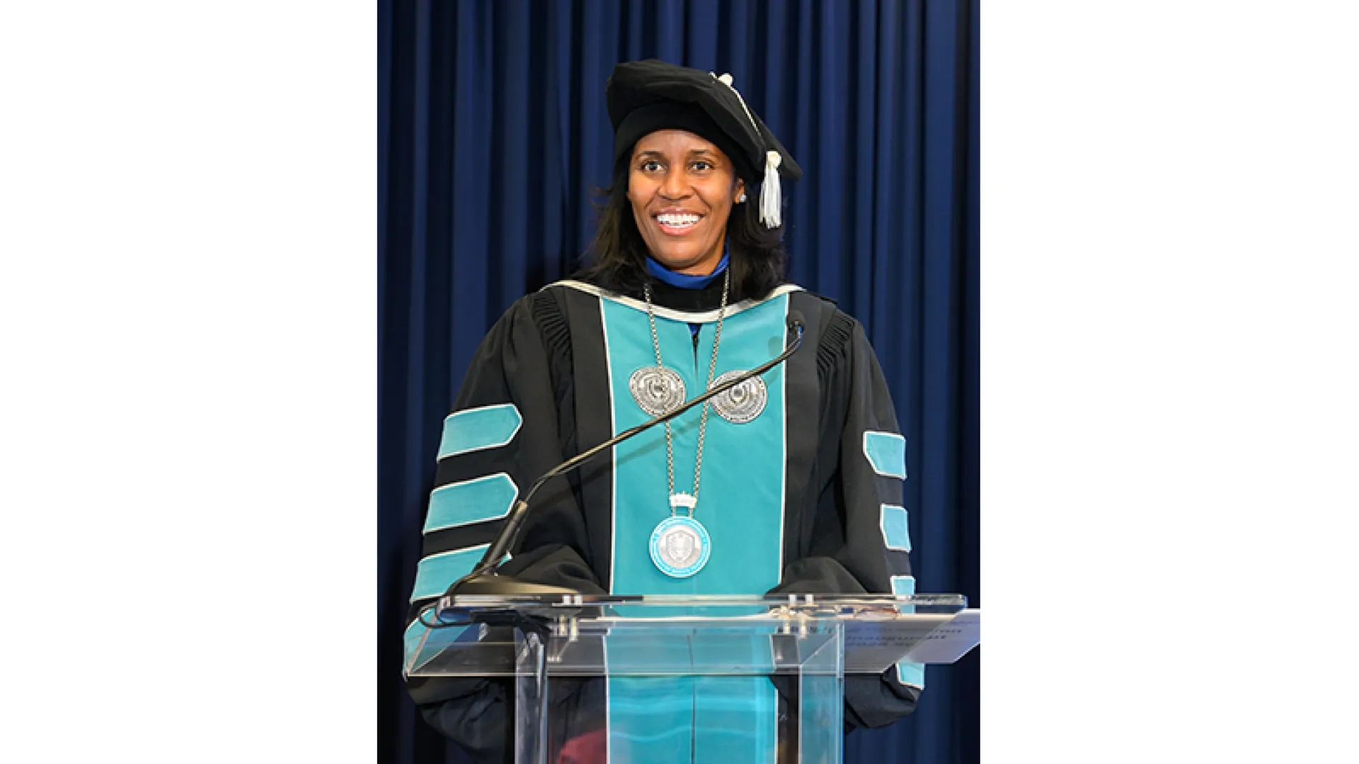 President Deborah Jones delivers her inaugural address. 
