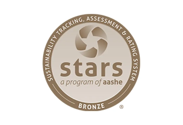 brown circle says stars: sustainability, tracking, assessment and rating system, a program of AASHE bronze