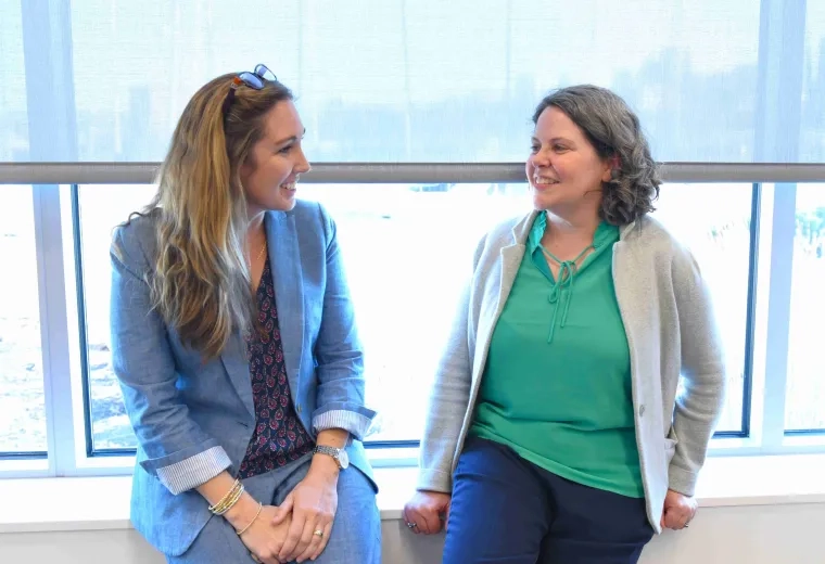 Two women talking