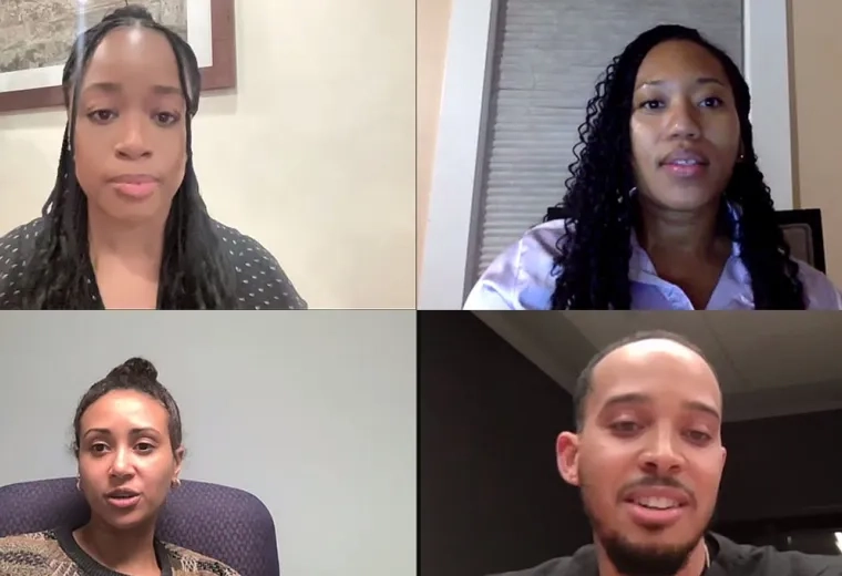 four people on zoom 