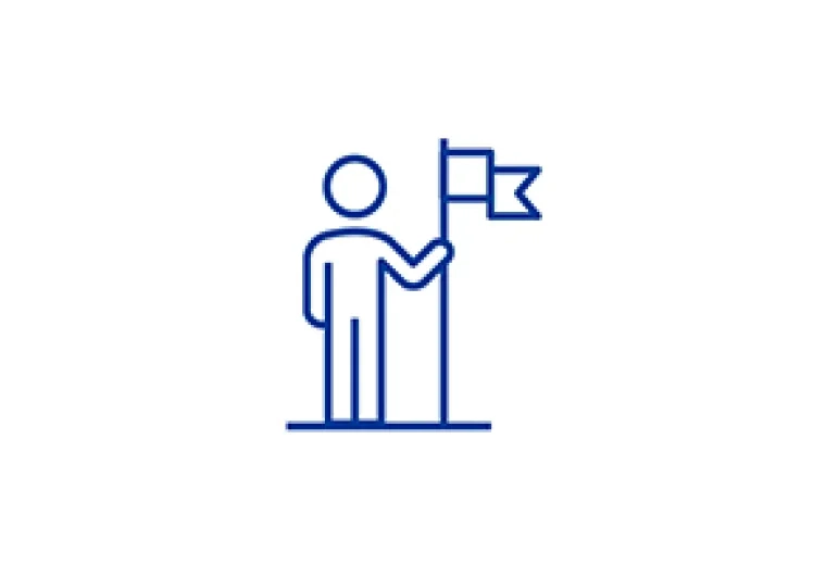 illustration of a person planting a flag in the ground