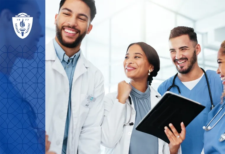 smiling group in medical attire