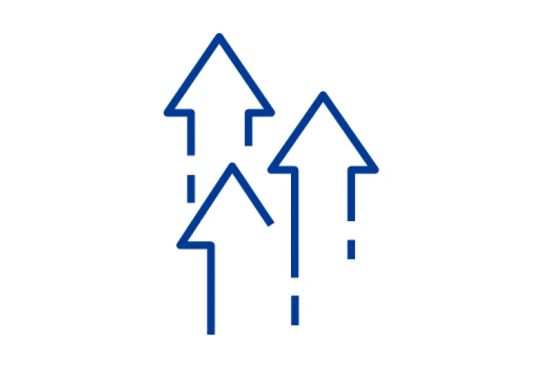 illustration of 3 arrows pointing up showing increase