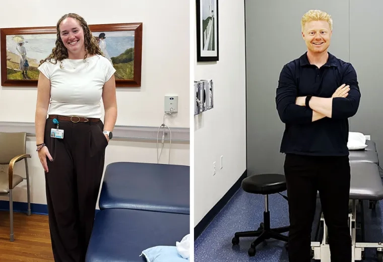 A photo of Sports Therapy Resident Madeline Stach next to a photo of Sports Therapy Resident Zachary Jacobs