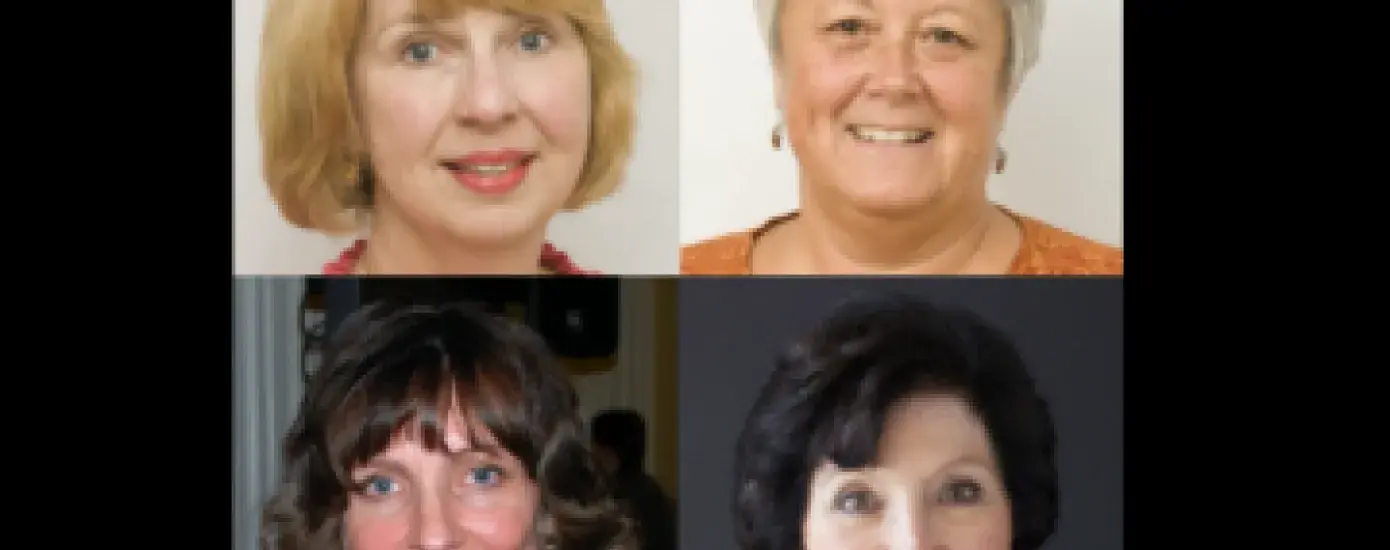 Retirees (clockwise from top left) Nancy Terres, Pat Lussier-Duynstee, Janice Goodman, and Inge Corless