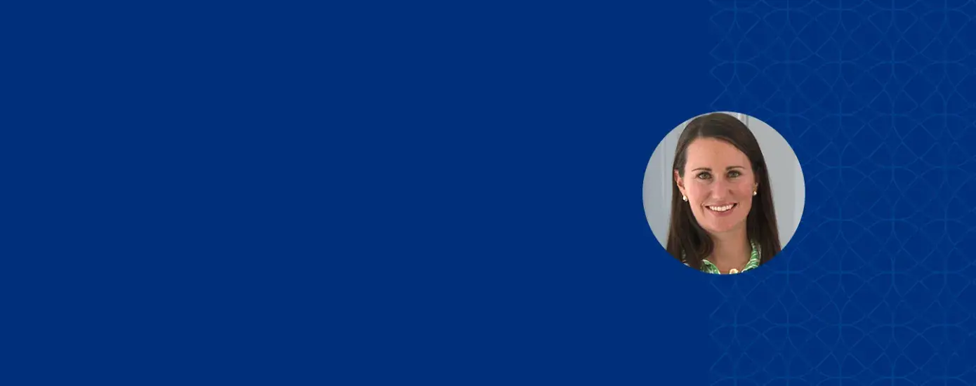 Photo of Bridget Perry on a blue background