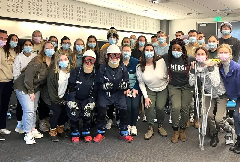 Group of students in masks
