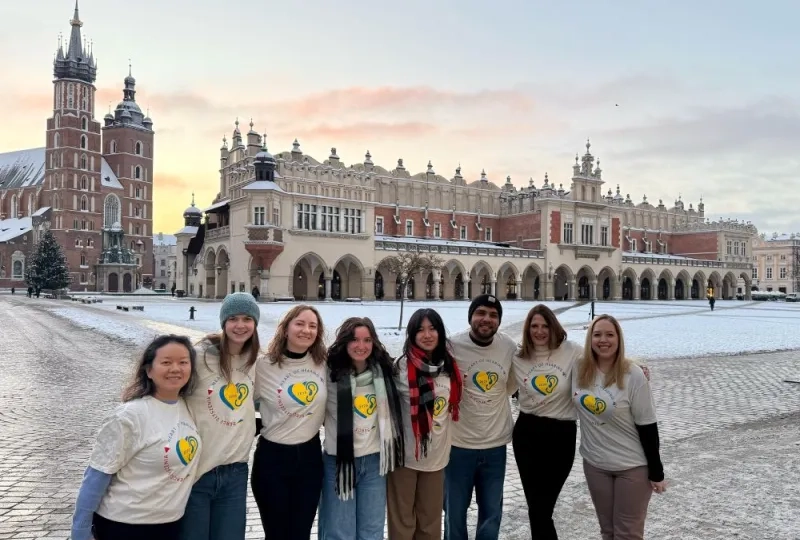 Group of people in Krakow, Poland