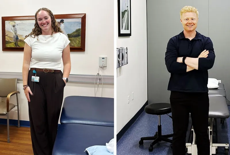 A photo of Sports Therapy Resident Madeline Stach next to a photo of Sports Therapy Resident Zachary Jacobs