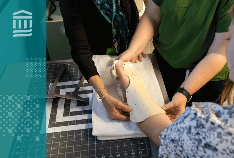 occupational therapy program students learn hands-on skills like splinting
