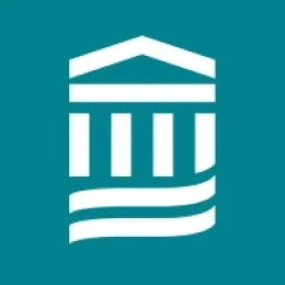 icon of a house with 4 pillars and two wave lines below