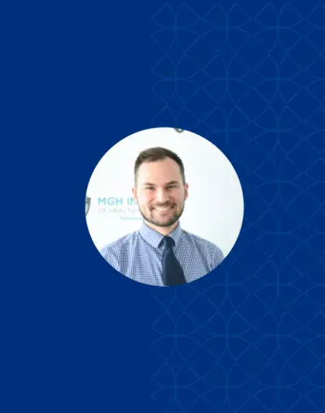 Photo of Ben Adams on a blue banner