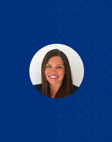 Photo of Kimberly Erler on a blue background